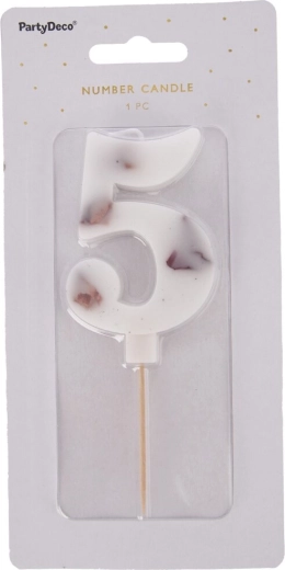 Tortagyertya fehér virág 5-ös szám, 8 cm