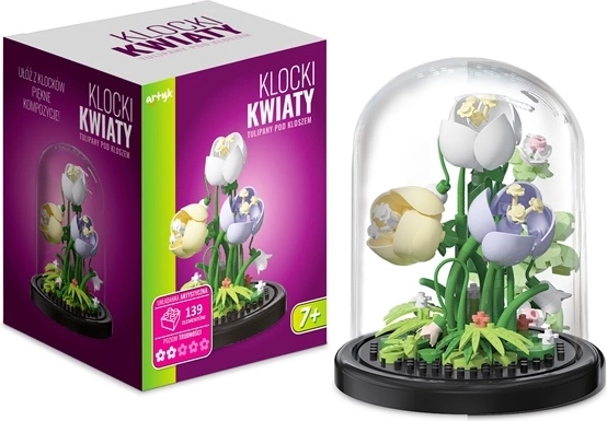 Tulipános építőkészlet dekoratív búrában (139 darab)