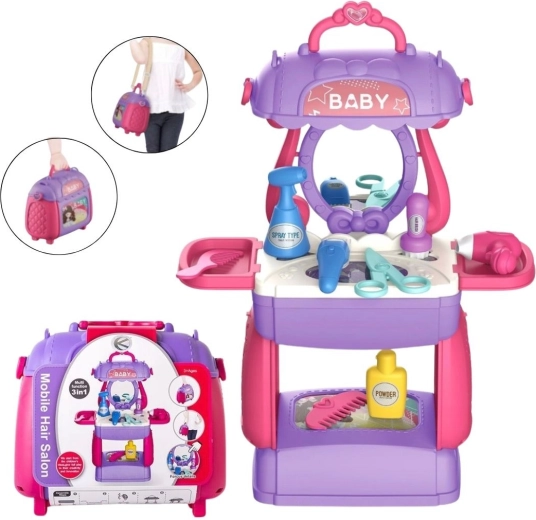 Gyermek fodrász készlet bőröndben – 1 db