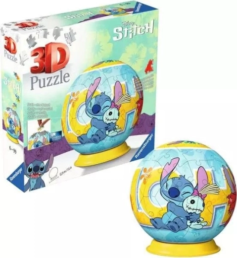 3D puzzle gömb DISNEY Stitch 72 darabbal talapzaton