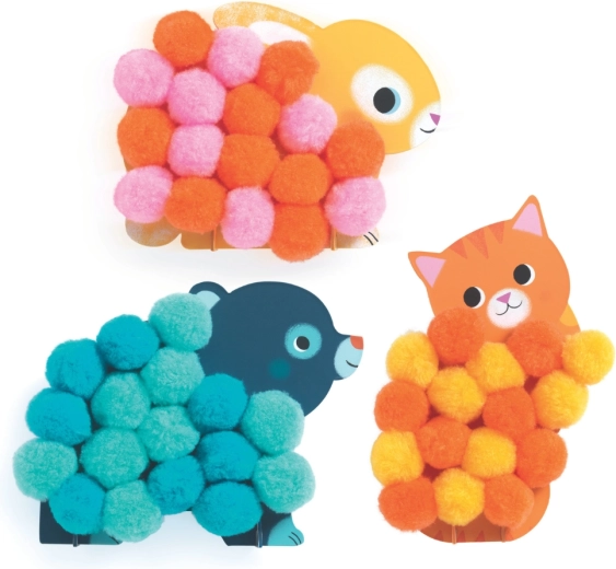 Puha, tapintható pomponos kollázs