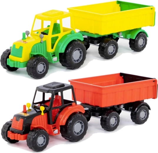 Műanyag traktor utánfutóval gyerekeknek