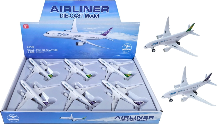Airliner fém repülőgépmodell visszahúzós mechanikával 1:660