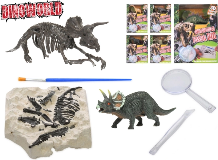 Dinoworld dinoszaurusz 12 cm gipszbe zárt kövülettel – paleontológiai készlet gyerekeknek