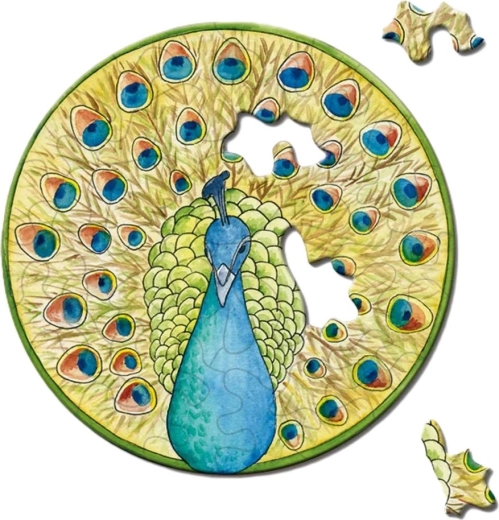 Kerek mini puzzle CURIOSI Picoli – páva, 33 darab