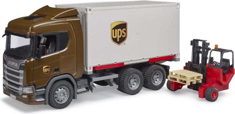 BRUDER Scania Super 560R UPS logisztikai teherautó targoncával