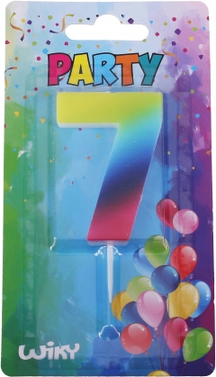 Partygyertya 7-es szám, szivárványos