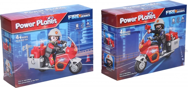 Tűzoltó Figura Motoron Építőkészlet
