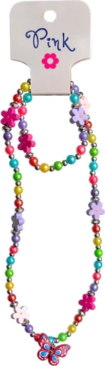 Gyermek nyaklánc virágokkal és pillangó medállal