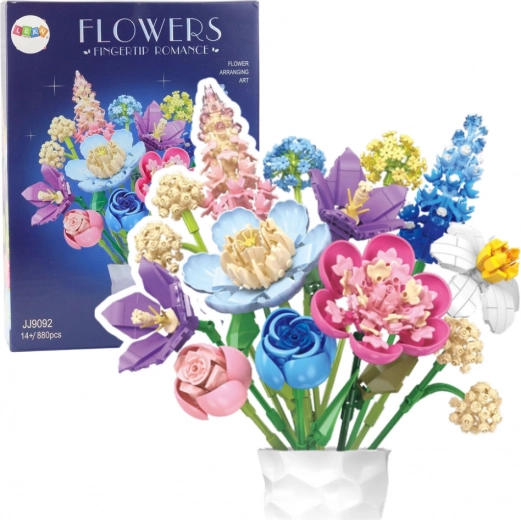 Építőkészlet virágok – színes csokor, 880 darab