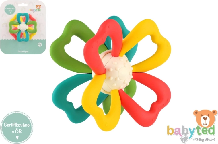 Szilikonból és műanyagból készült virág alakú rágóka 9,5 × 5 cm
