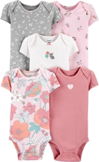 Carter’s lány body rövid ujjú Floral Pink, 5 db, méret 46 (PRE)