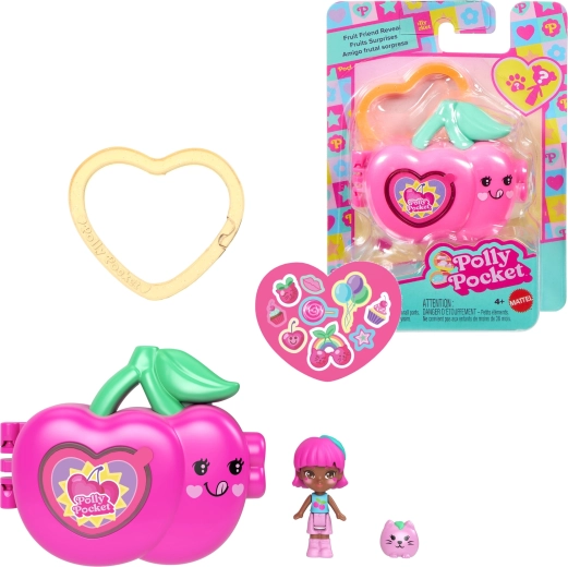 Polly Pocket gyümölcsös kompakt készlet cseresznye figurákkal és kiegészítőkkel