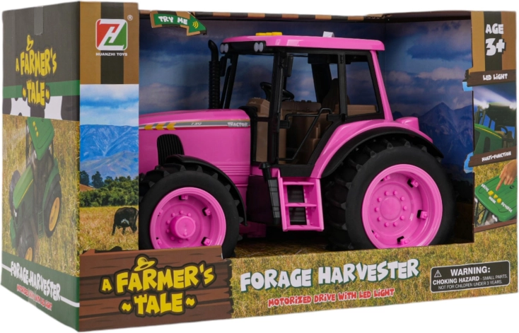 Rózsaszín traktor fény- és hangfunkciókkal