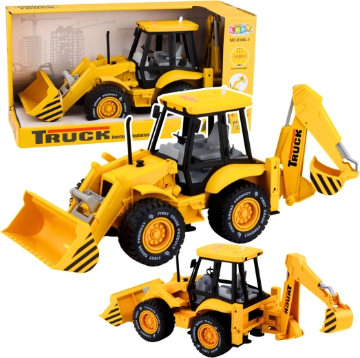 Gyermek építőipari rakodógép és markológép fényekkel és hangokkal – sárga