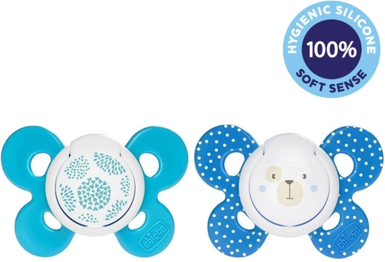 Chicco Physio Comfort szilikon cumi 6–16 hó, kék minták, 2 db