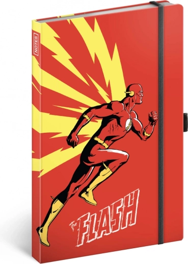 Jegyzetfüzet, vonalas THE FLASH gumipánttal és tollhurokkal