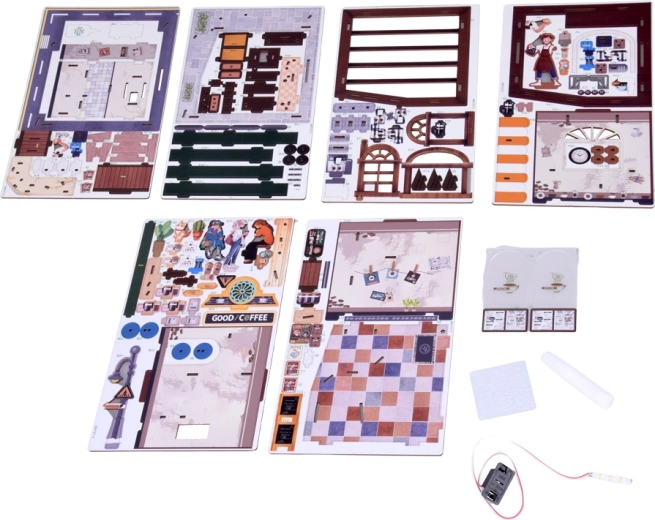 Ragyogó mini kávézó LED világítással