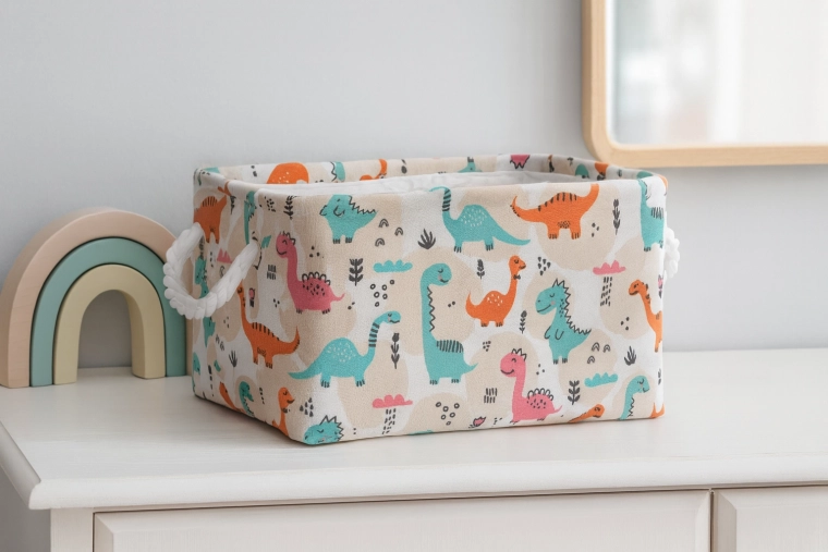 Textil játéktároló kosár dinoszauruszokkal 22 × 32 × 18 cm