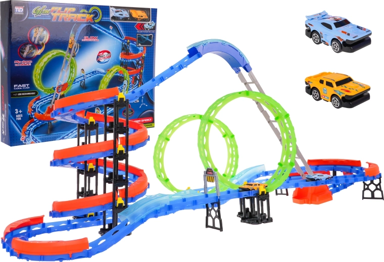 Versenypálya fluoreszkáló hurkokkal, 116 elem + 2 autó