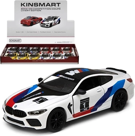 Gyűjthető BMW M8 Competition Coupé modell matricákkal