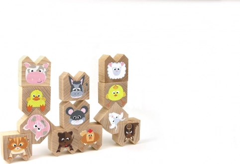 Fa egyensúlyozó játék háziállatokkal