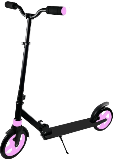 Összecsukható fekete-rózsaszín roller első felfüggesztéssel