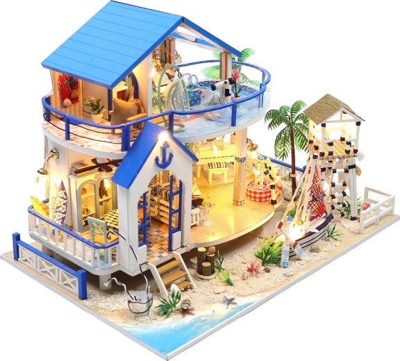 Miniatűr házikó – A kék tenger legendája – kreatív építőkészlet LED világítással