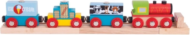 Bigjigs Rail tehervonat áruval és 3 sínnel