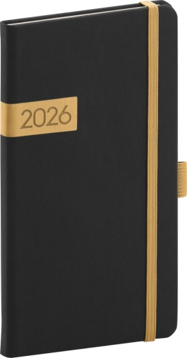 Fekete-arany Zsebnaptár Twill 2026