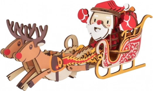 Woodcraft fa 3D puzzle – Mikulás szánja