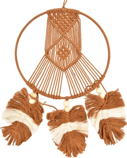 Barna pamut álomfogó 65 cm – boho függődísz