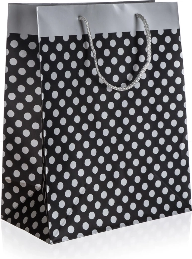 XXL ajándéktasak ezüst pöttyökkel 33 × 45 × 10 cm