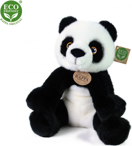 Plüss panda, ülő, 27 cm, környezetbarát