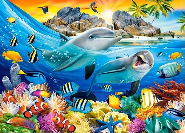 Puzzle 180 darabos – delfinek a trópusokon