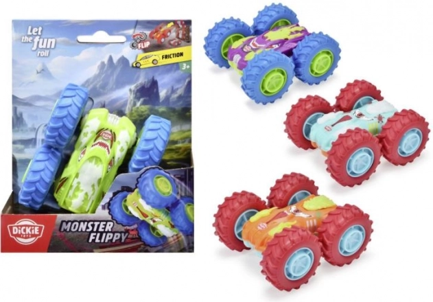 Önjáró monster flippy autó lendkerékkel, 10 cm, 4 szín/típus