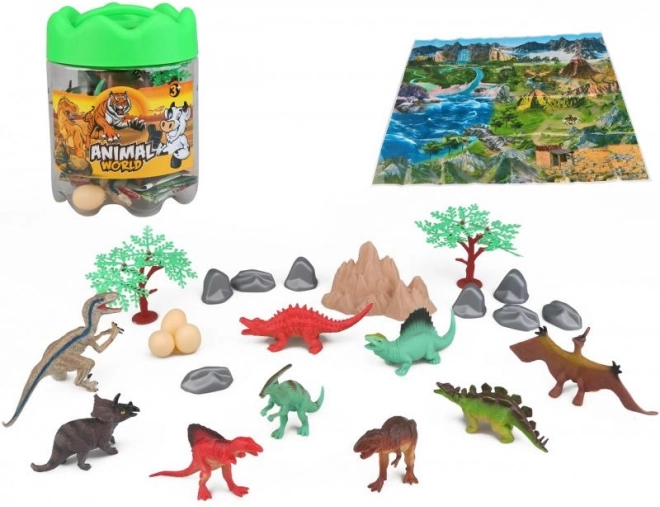 24 darabos dinoszaurusz készlet tárolódobozban