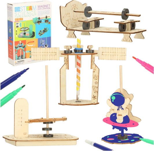 DIY 4 az 1-ben oktatási készlet tudományos kísérletekhez – mágnesesség, mechanika és gravitáció