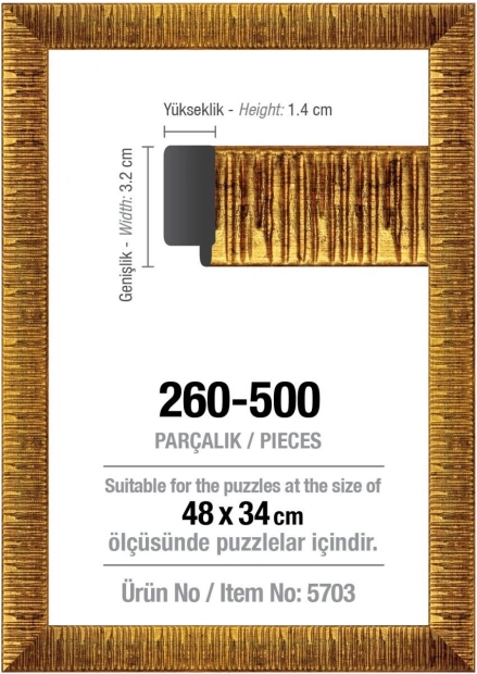 ART PUZZLE arany kirakókeret 48 × 34 cm, 500 darabos