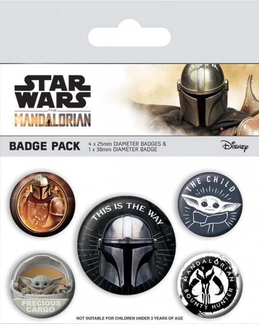 Zománcozott kitűző MANDALORIAN – szett 38 mm + 4× 25 mm