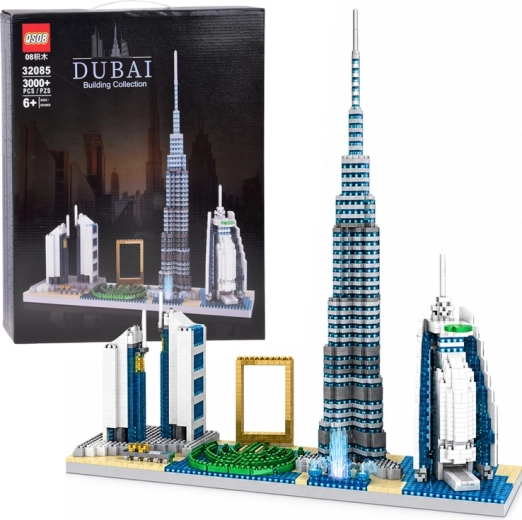 Dubai panorámája híres épületekkel, építőkészlet, 3000 darab