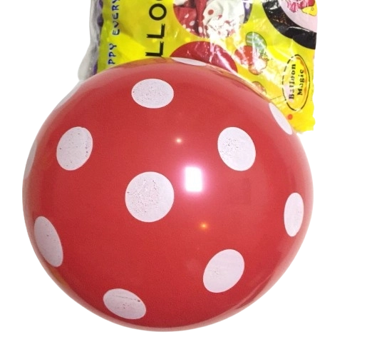 Piros latex lufik pöttyökkel, 12 hüvelyk