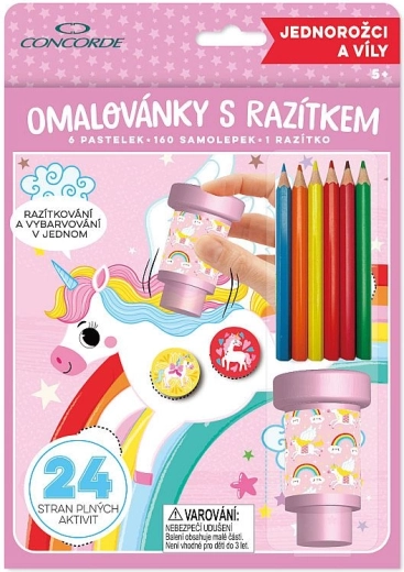 CONCORDE bélyegzős színező unikornisokkal és tündérekkel
