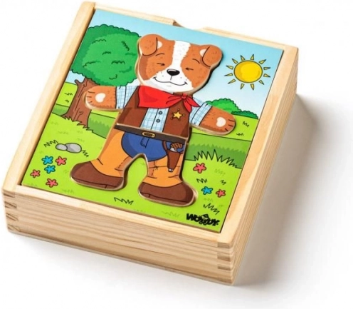 Fából készült öltöztetős kutyus puzzle