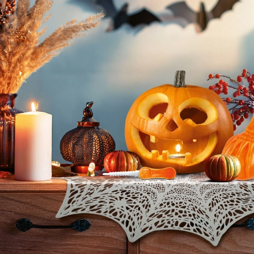 Halloween-i pókhálós alátét, ezüstszínű, 37 cm