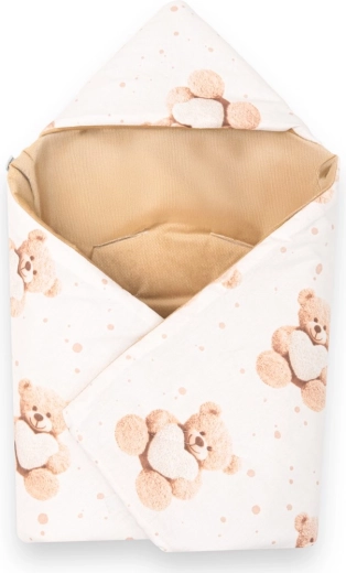Bélelt autósülésbe való pólya belisima love teddy bear, bézs