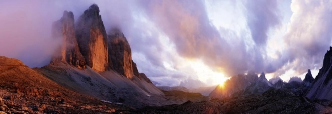 Panorámás puzzle Tre Cime Dolomitok Heye 1000 darab