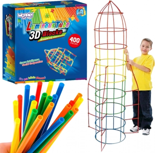 világító építőjáték szívószálak 400 db woopie