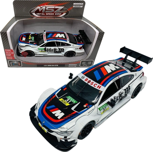 Fém BMW M4 1:24 modell fénnyel és hanggal
