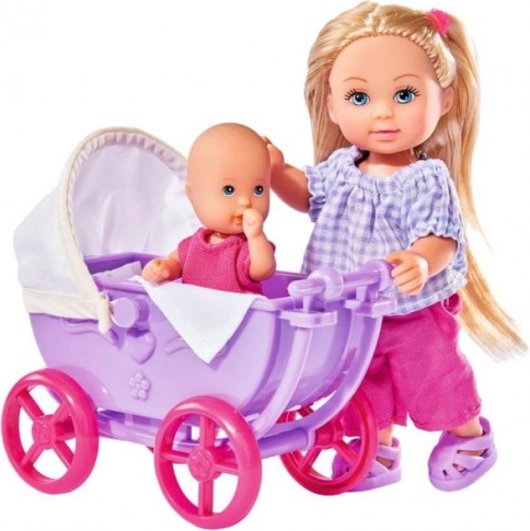 Panenka Evi Love babakocsival és babával